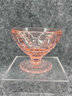 Vintage Jeanette Glass Cube Pink Champagne / Tall Sherbet Depression Glass